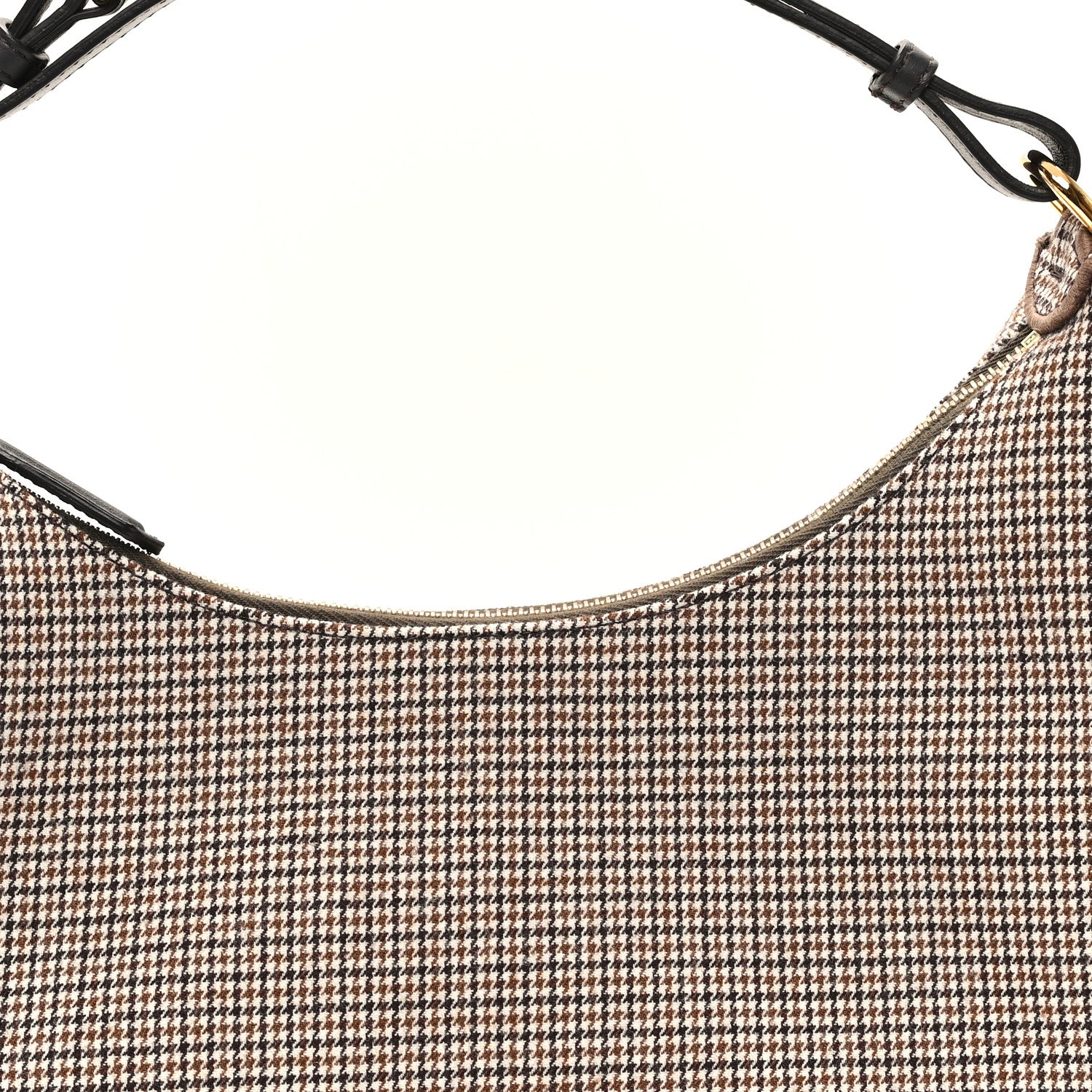 Fendi Wool Vitello Grace Small Houndstooth Small Fendigraphy Hobo Bag Beige Ebano 8 of 12
