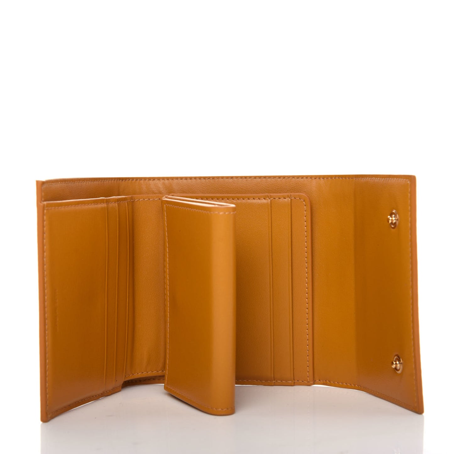 Grained Calfskin Small Multifunction Folded Wallet Safron