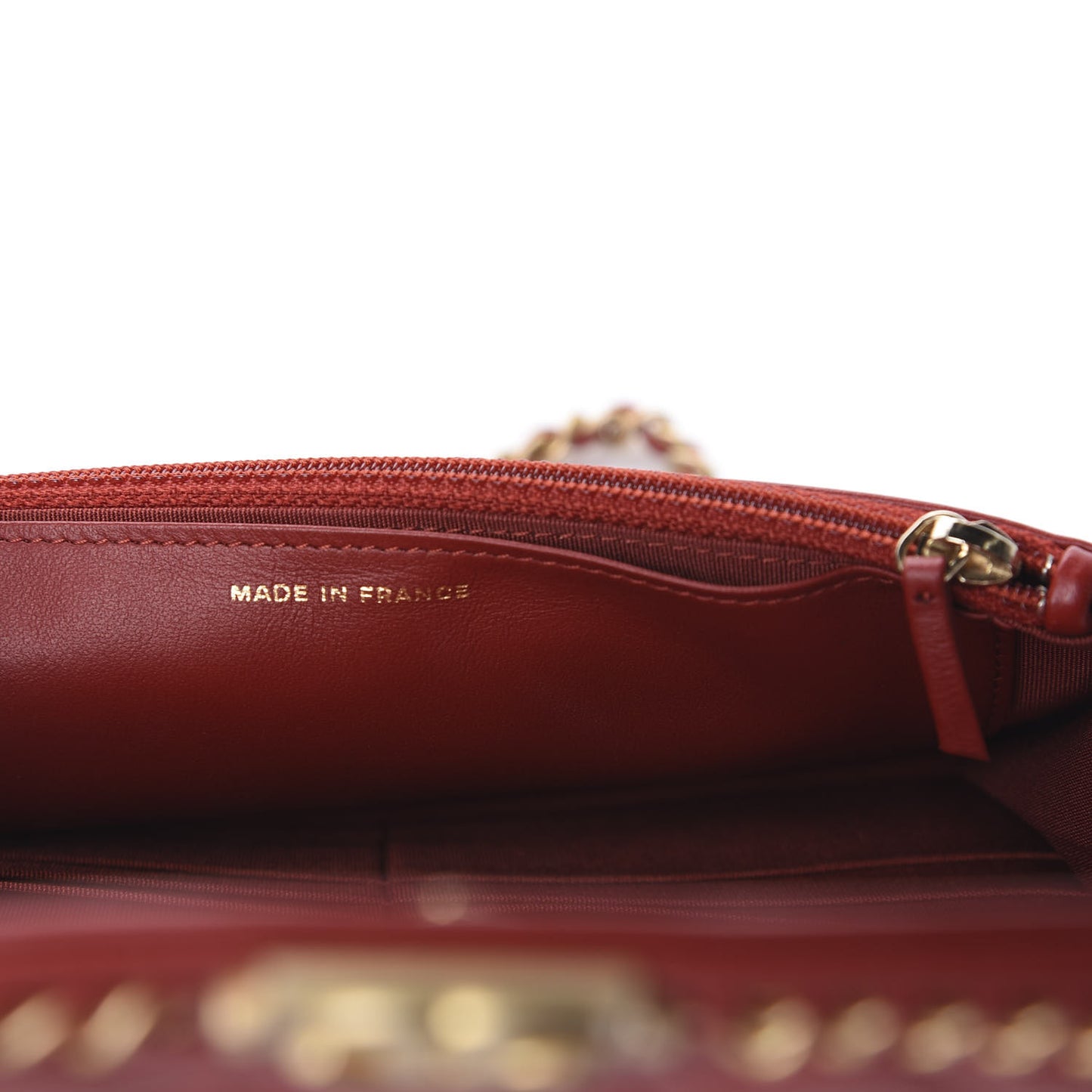 Calfskin Quilted Chain Around Boy Wallet On Chain WOC Red