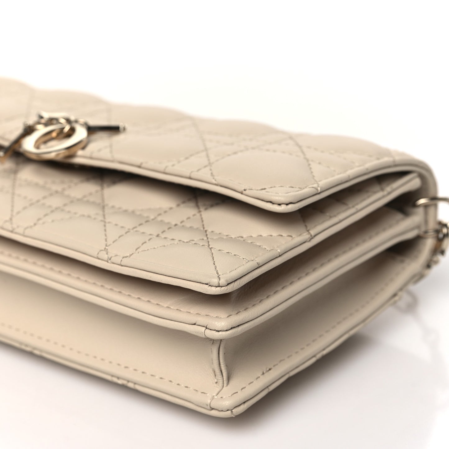 Lambskin Chain Lady My Dior Mini Chain Pouch Caramel Beige