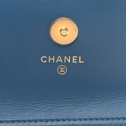 Chanel Denim Quilted CC Pearl Crush Clutch With Chain Blue 8 of 8