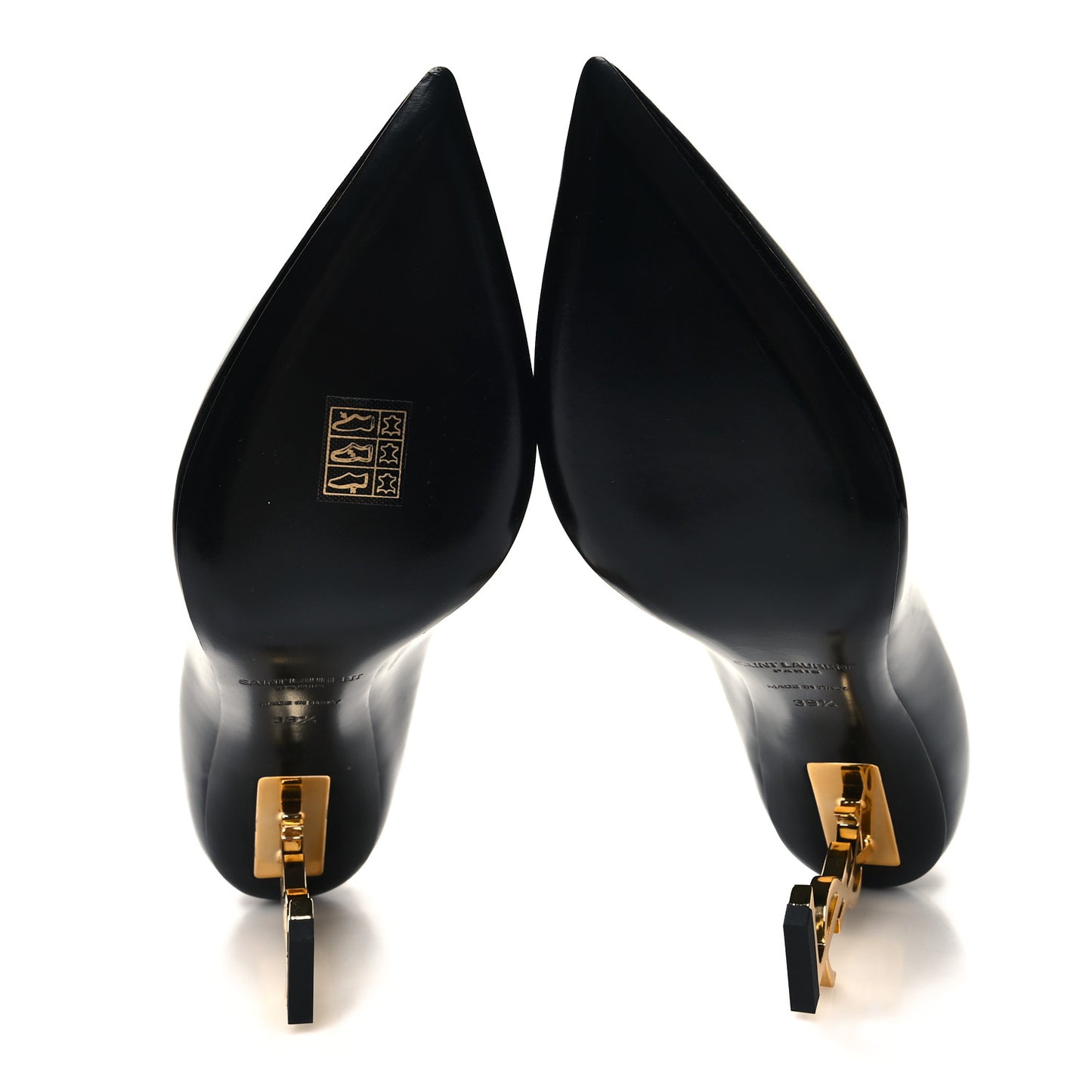 Patent Calfskin Opyum 85 Pumps 39.5 Black Gold