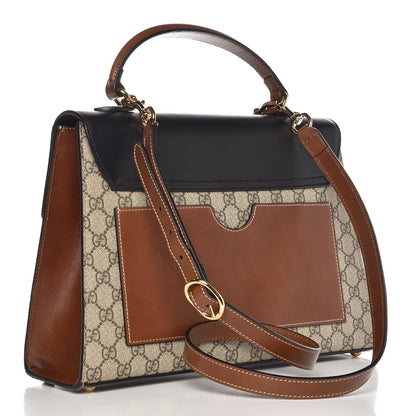 Gucci GG Supreme Monogram Calfskin Medium Padlock Top Handle Bag Beige Black Cuir 4 of 9