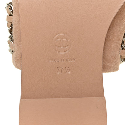 Chanel Lambskin Chain Flat Sandals 37.5 Beige 8 of 10