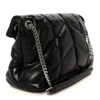 Saint Laurent Lambskin Quilted Small Loulou Puffer Monogram Chain Satchel Black 3 of 11