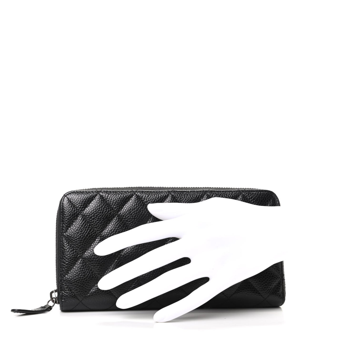 Caviar Quilted Large Gusset Zip Around Wallet Black