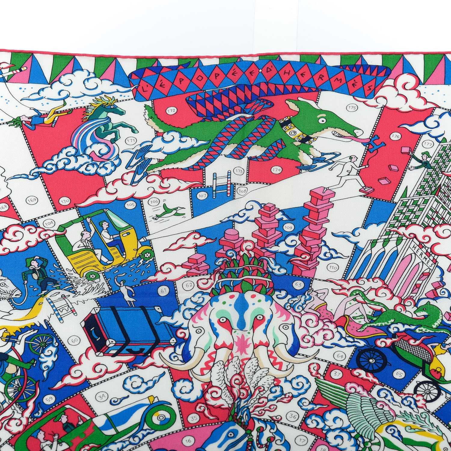 Hermes Cashmere Silk L'Epopee D'Hermes Shawl 140 White Rose Vif Bleu 2 of 7