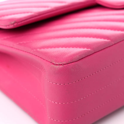 Chanel Lambskin Chevron Quilted Medium Double Flap Pink 8 of 22