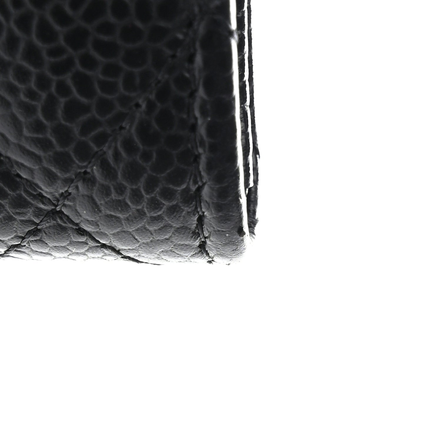 Caviar Quilted Flap Card Holder Wallet Black