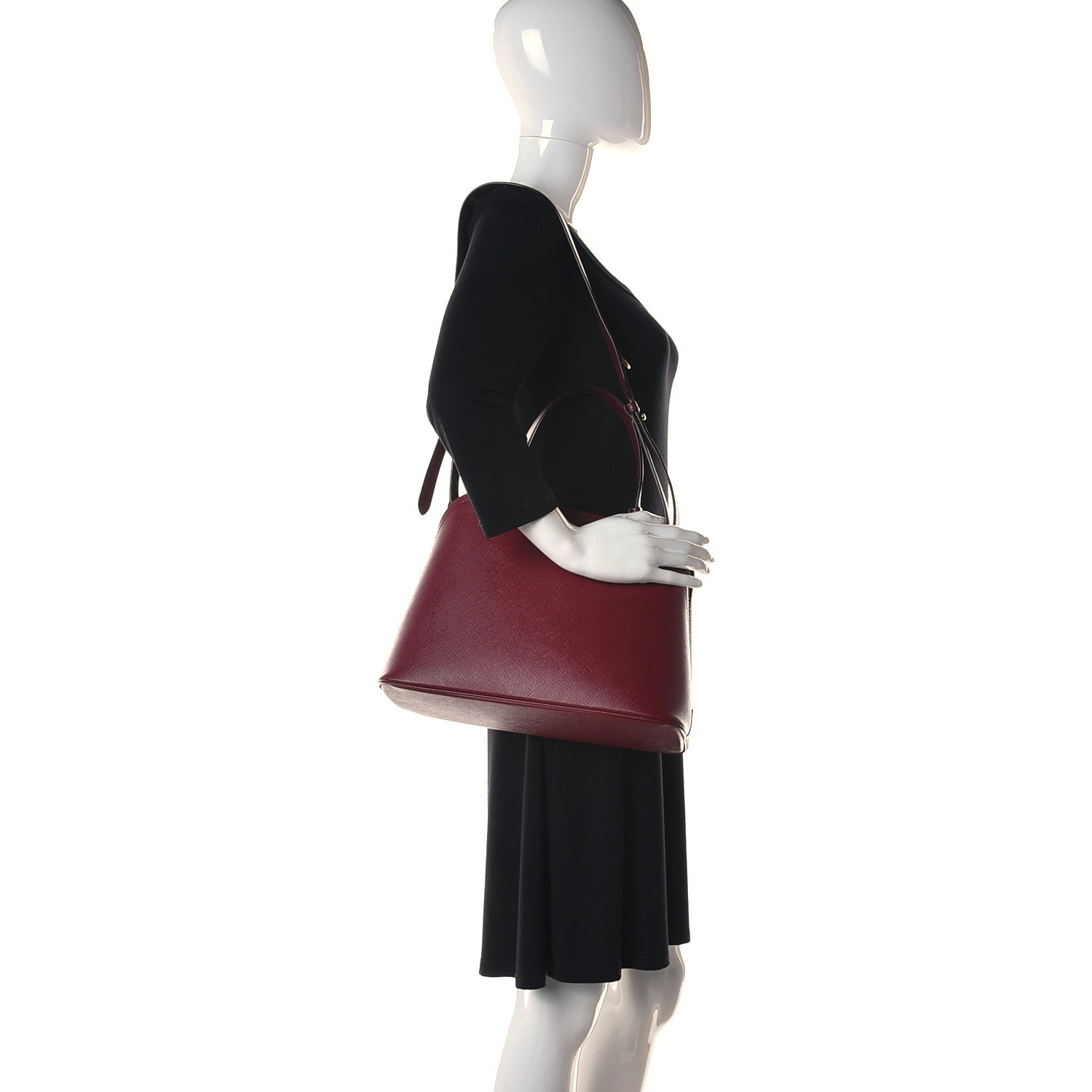 Prada Saffiano Cuir Small Matinee Tote Cherry Black 2 of 11