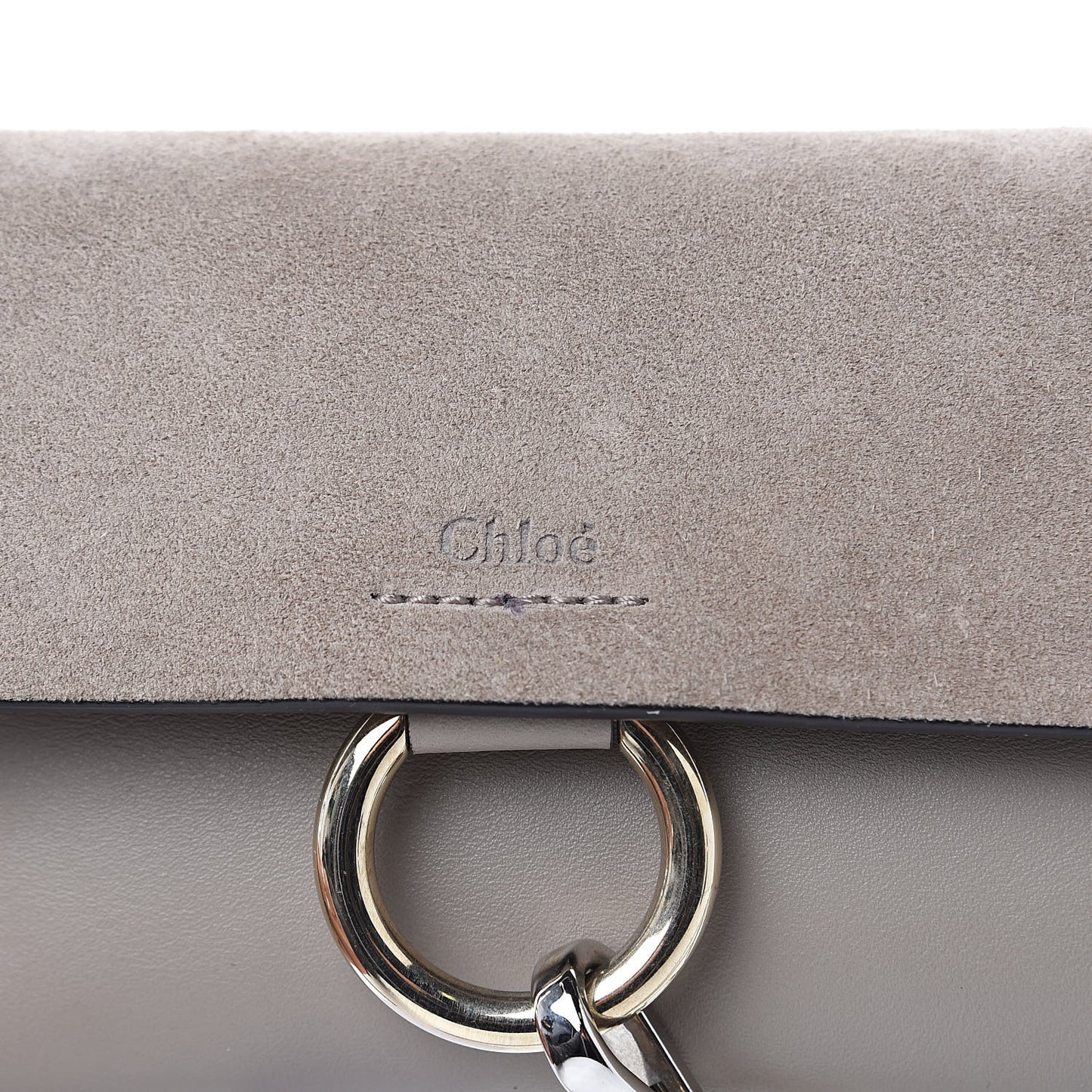 Suede Calfskin Mini Faye Shoulder Bag Motty Grey
