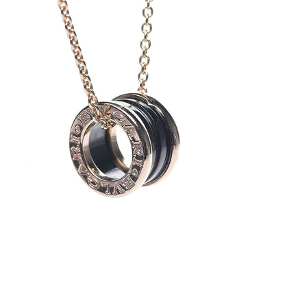 Bulgari 18K Rose Gold Black Ceramic B.Zero1 Pendant Necklace 3 of 5