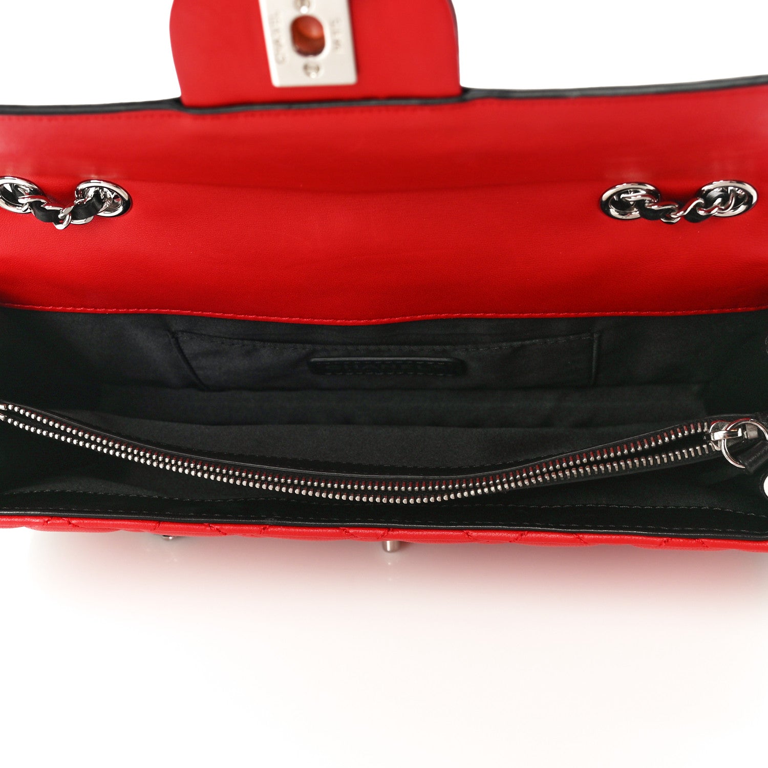 Chanel Lambskin Quilted Medium Graphic Flap Red Black 5 of 12