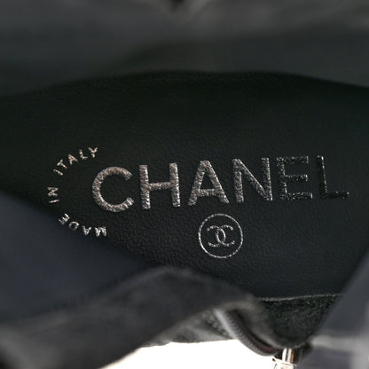 Chanel Suede Patent Calfskin Quilted Cap Toe Short Boots 37 Gray Black 8 of 8