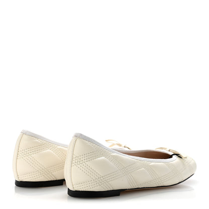 Valentino Garavani Nappa Quilted Bow Ballerina Flats 38.5 Ivory 5 of 10