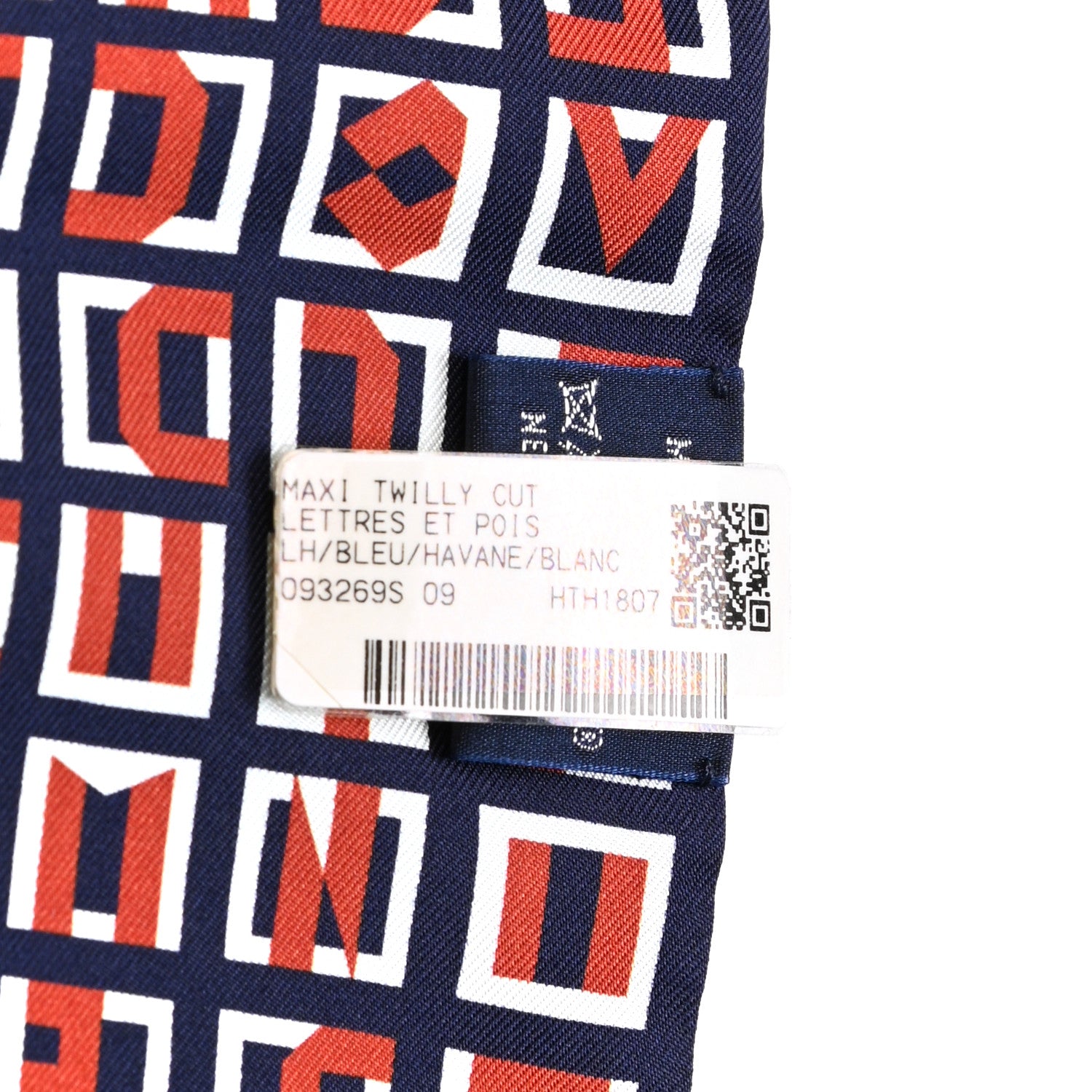 Hermes Silk Lettres Et Pois Maxi Twilly Cut Bleu Havane White 2 of 4