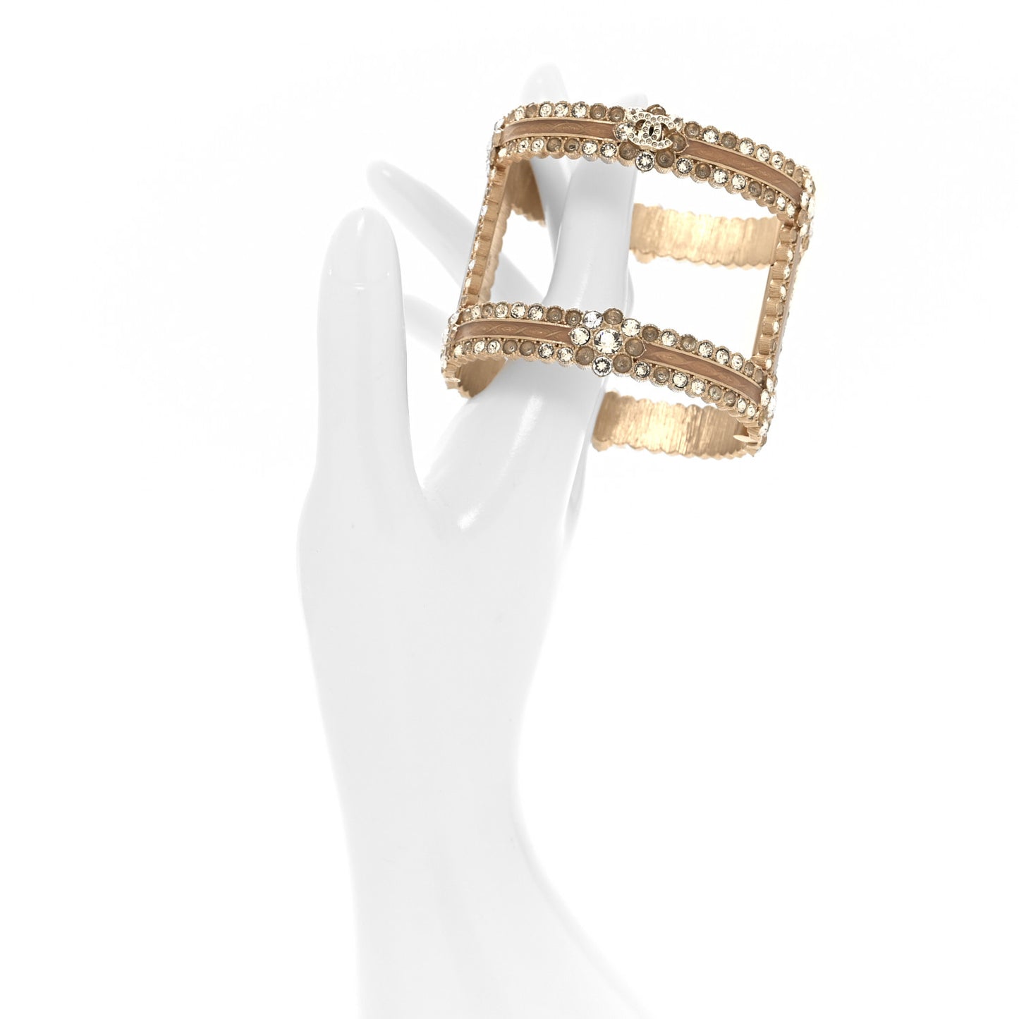 Crystal Enamel CC Paris Salzburg Hinged Cuff Bracelet Gold