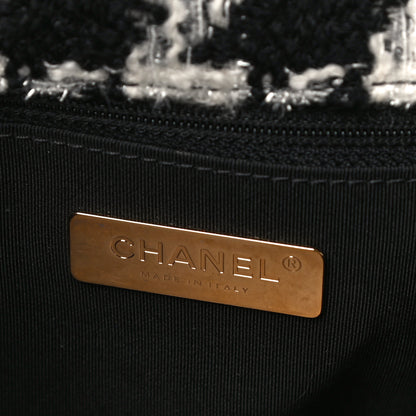 Chanel Tweed Quilted Medium Chanel 19 Flap Black Ecru White 8 of 10