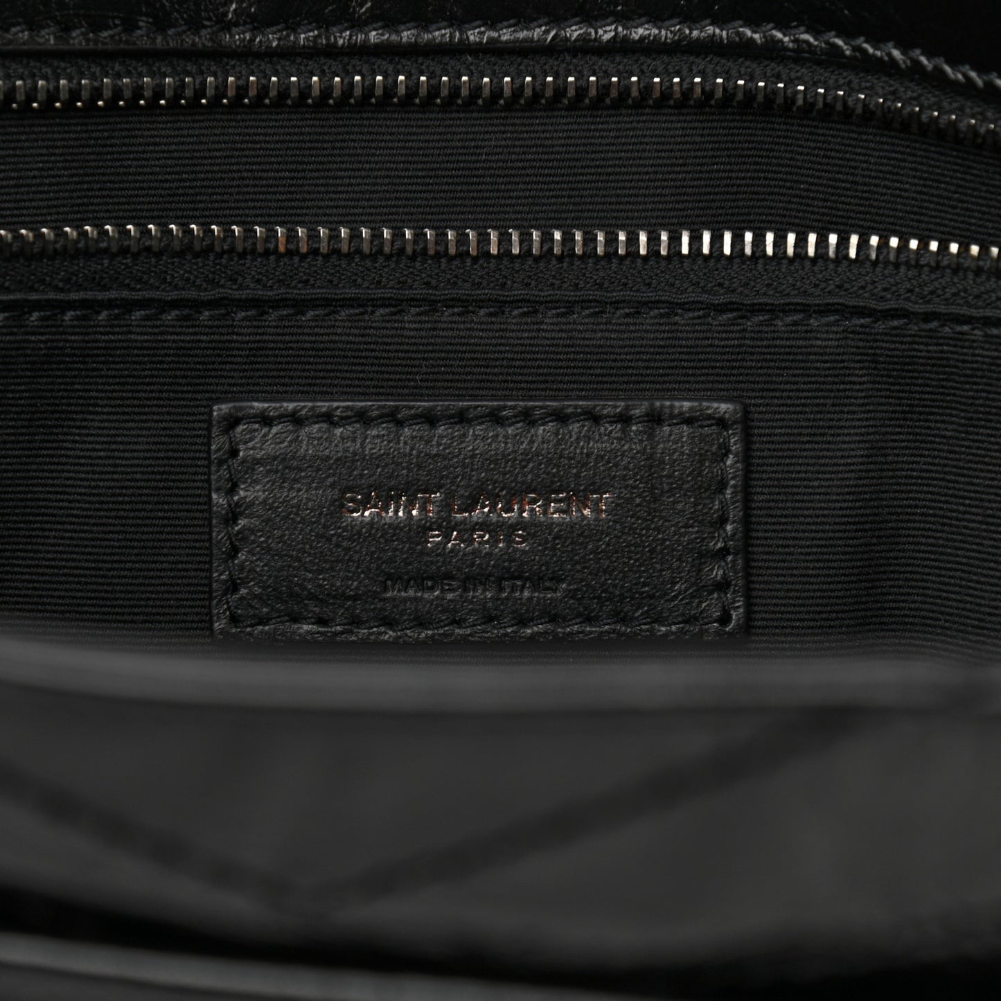 Crinkled Calfskin Matelasse Monogram Large Niki Chain Satchel Black