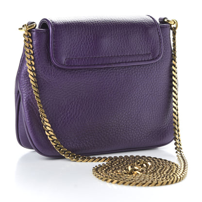 Gucci Metallic Pebbled Calfskin Small 1973 Chain Shoulder Bag Purple 3 of 10