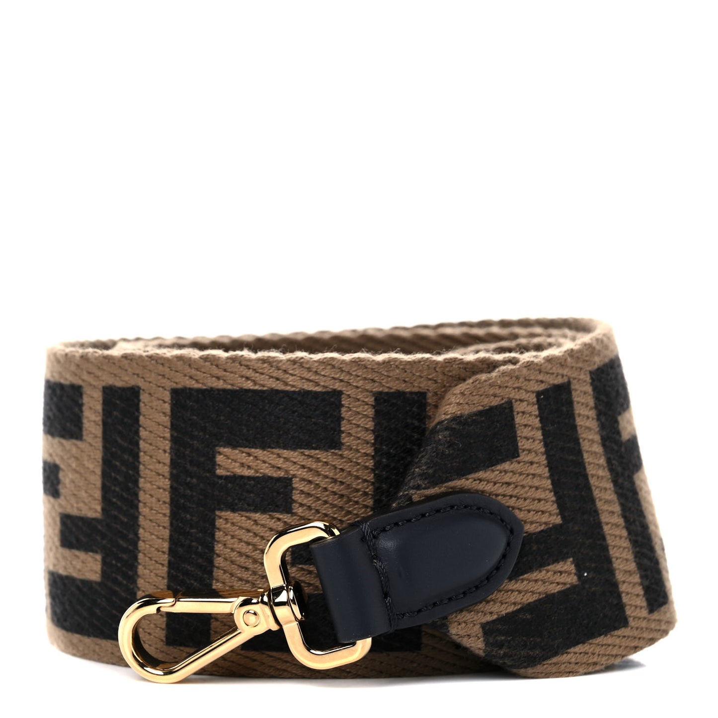 Canvas Calfskin FF 1974 Studded Strap You Fango Marrone Ebano