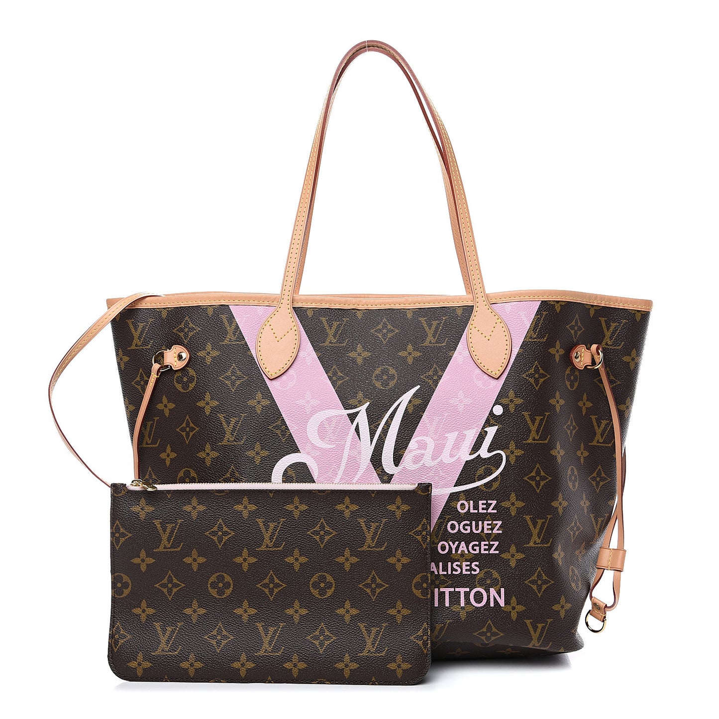 Monogram Maui V Neverfull MM Rose Ballerine