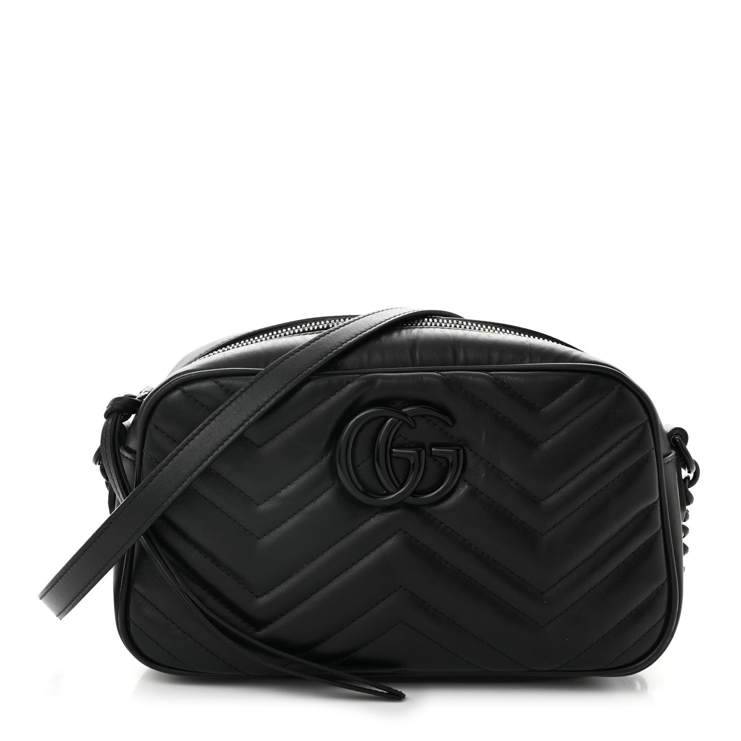 Calfskin Matelasse Monochrome Small GG Marmont Chain Shoulder Bag Black