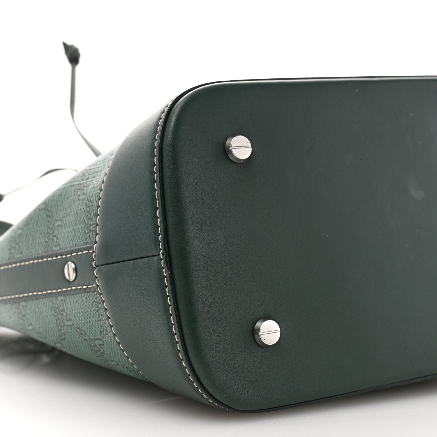 MCM Lauretos Spanish Calfskin Medium Himmel Drawstring Bucket Bag Forest Green 10 of 12