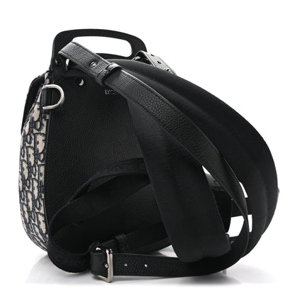 Christian Dior HOMME Oblique Calfskin Mens Mini Saddle Backpack Navy Blue 3 of 11