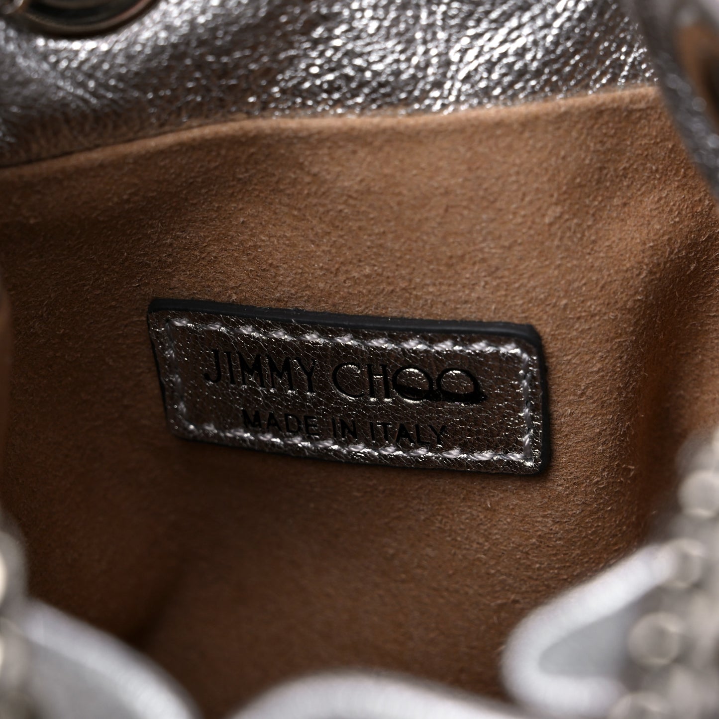 Metallic Nappa Micro Bon Bon Bag Silver