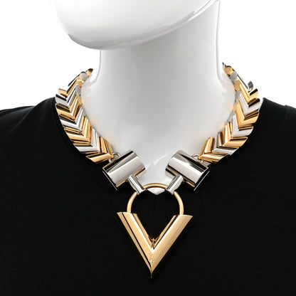 Louis Vuitton Metal Essential V Chain Choker Necklace Gold Silver 2 of 8