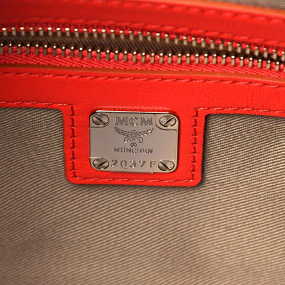 MCM Calfskin Ottomar Monogram Small Essential Boston Bag Red 6 of 9
