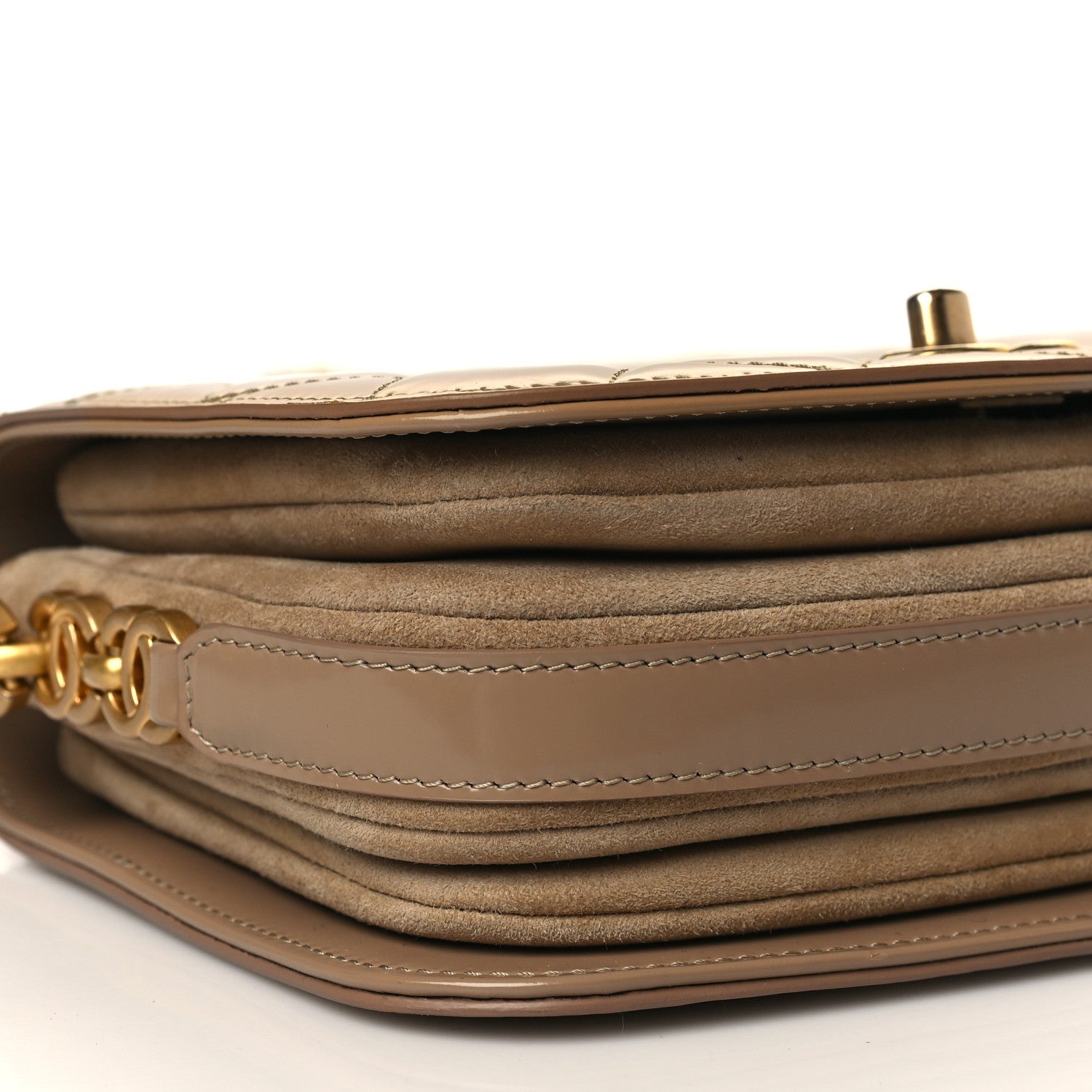 Chanel Shiny Calfskin Quilted Suede Goatskin Messenger Beige 7 of 9