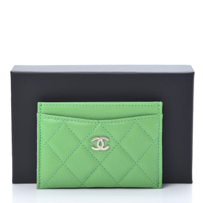 Chanel Caviar Quilted Card Holder Green 9 of 9