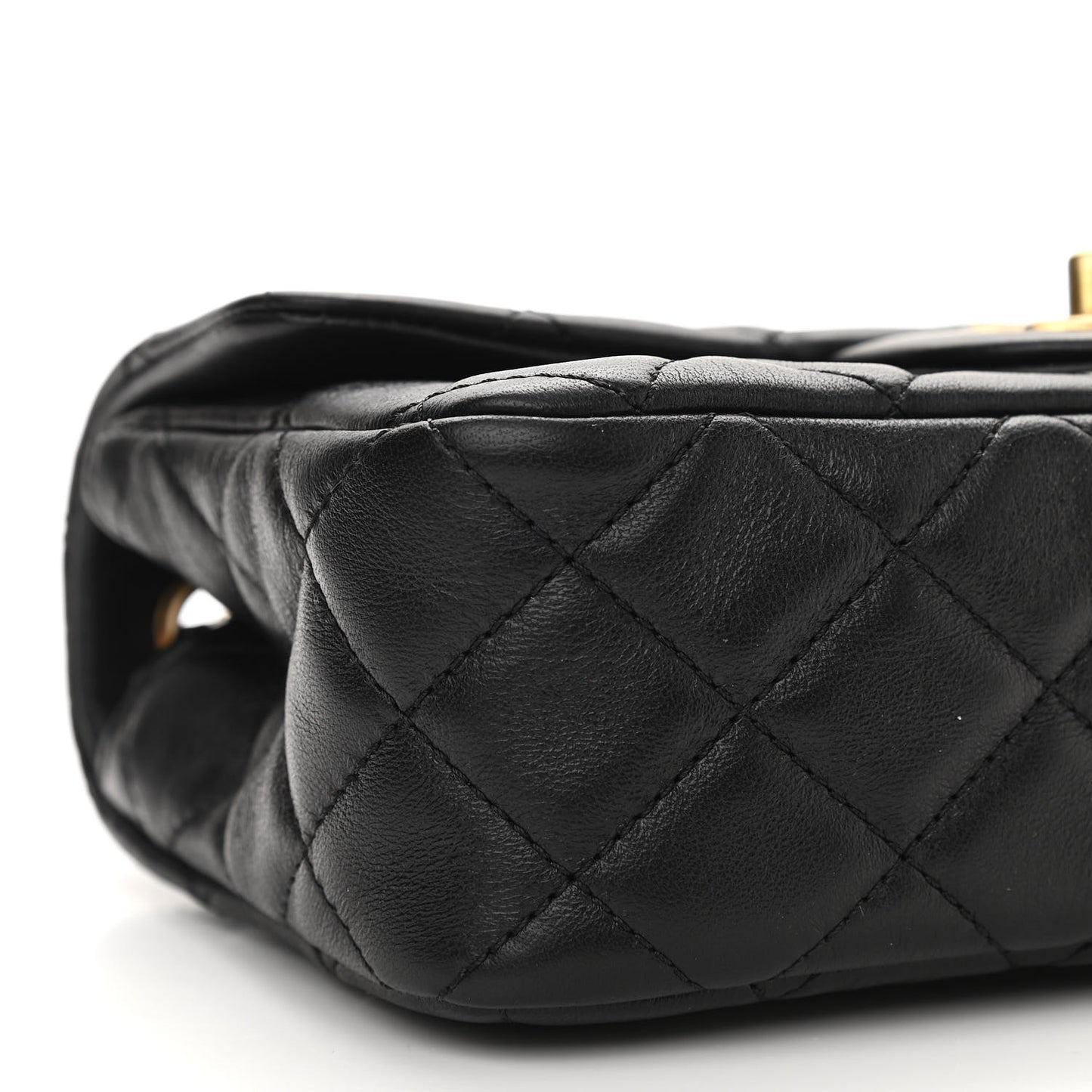 Lambskin Quilted Mini Rectangular Pearl Crush Flap Black
