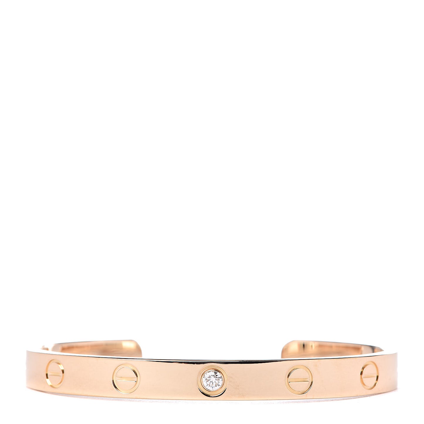 18K Yellow Gold 1 Diamond LOVE Cuff Bracelet 16