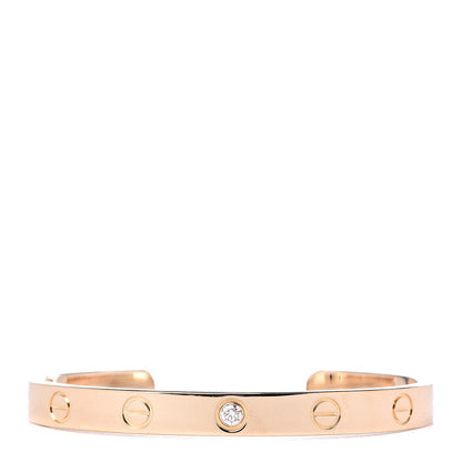 Cartier 18K Yellow Gold 1 Diamond LOVE Cuff Bracelet 16 1 of 4