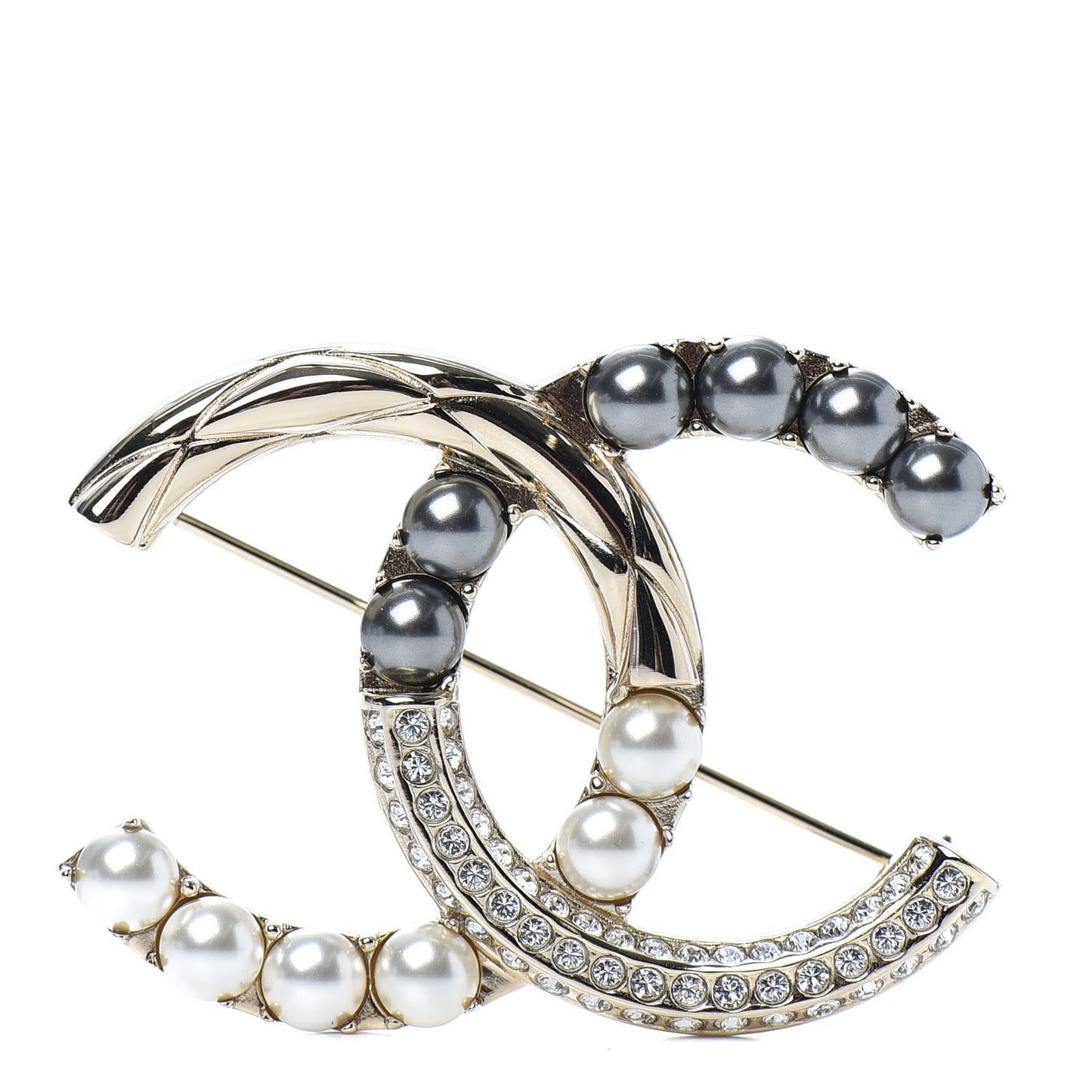 Pearl Crystal Bright Young Thing CC Brooch Gold