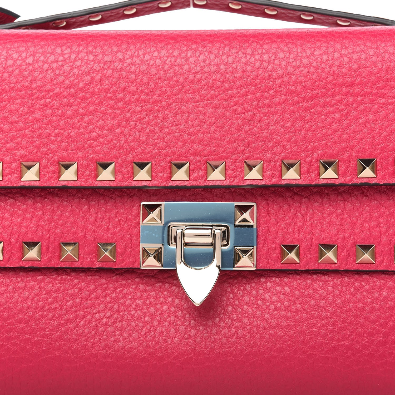 Valentino Garavani Pebbled Calfskin Rockstud Double Flap Crossbody Bag Blossom 9 of 11