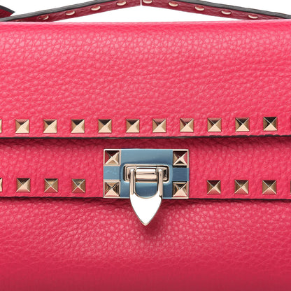 Valentino Garavani Pebbled Calfskin Rockstud Double Flap Crossbody Bag Blossom 9 of 11