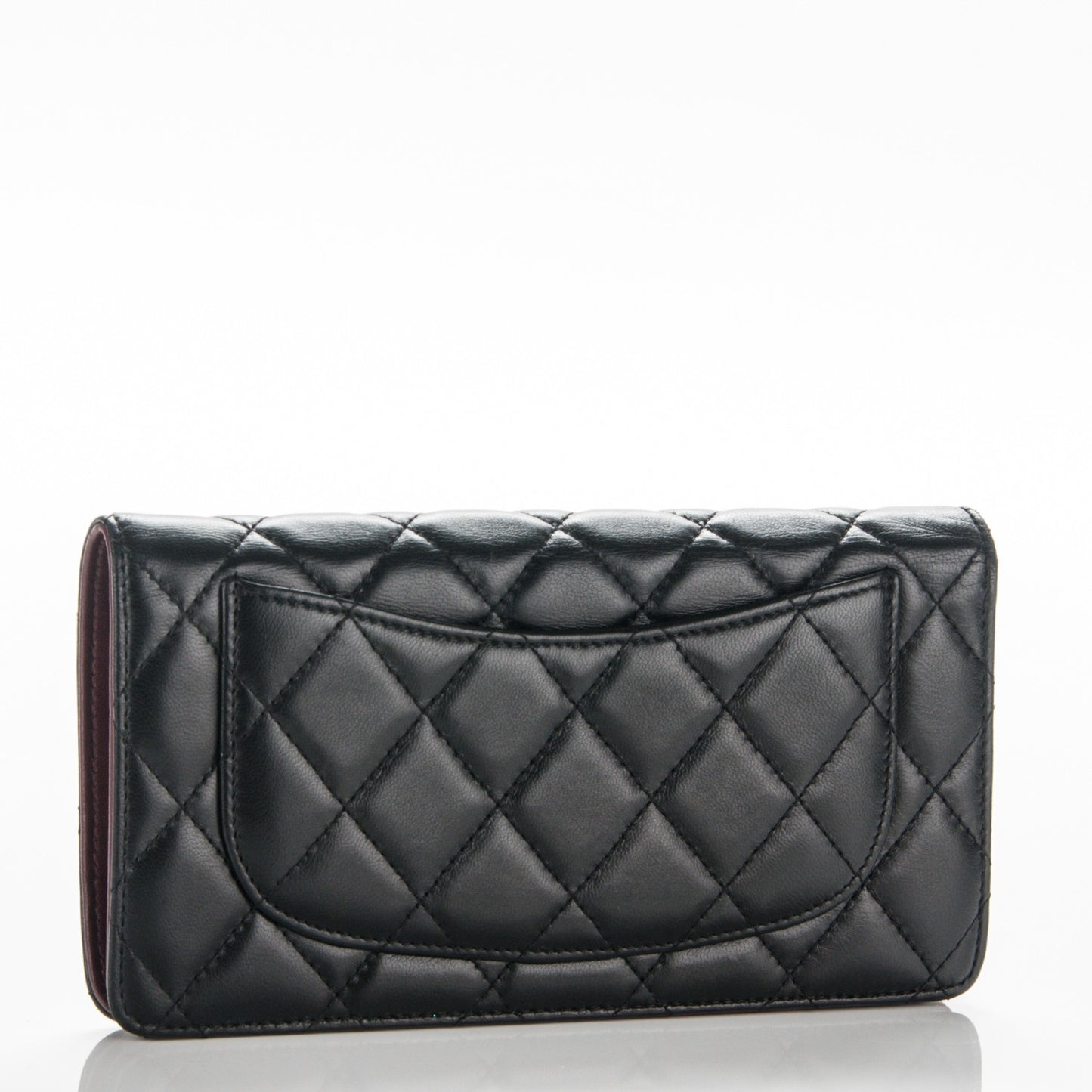 Lambskin Quilted Yen Wallet Black