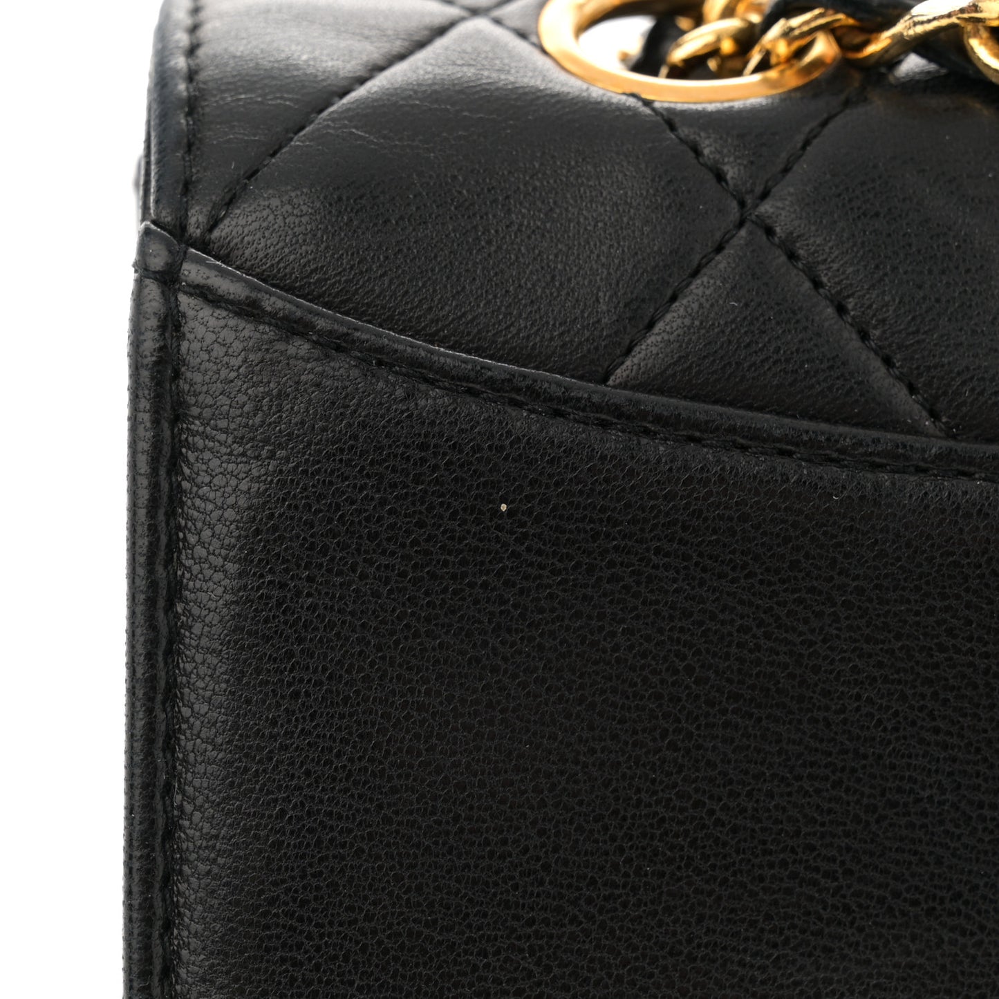 Lambskin Quilted Small Single Flap With Pouch Black