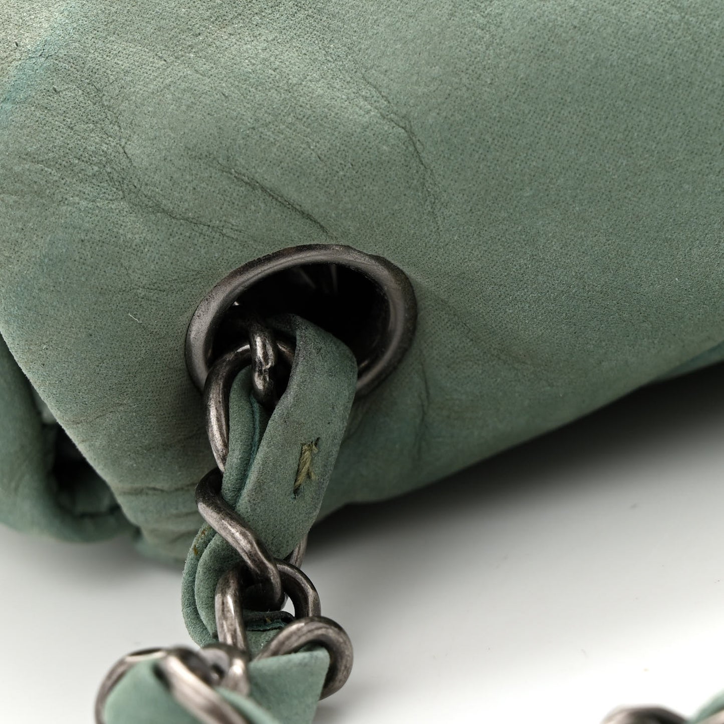Iridescent Calfskin Glint Flap Green