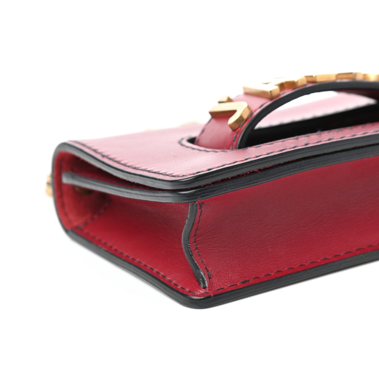 Calfskin Mini J'Adior Chain Flap Bag Red