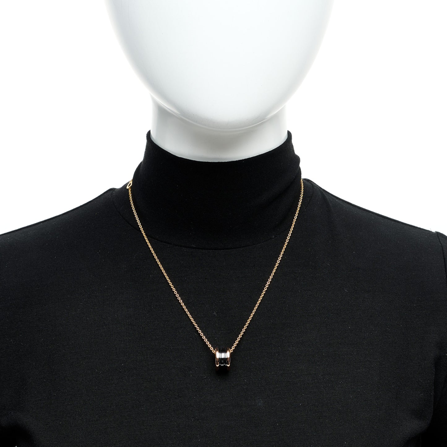 18K Rose Gold Black Ceramic B.Zero1 Pendant Necklace