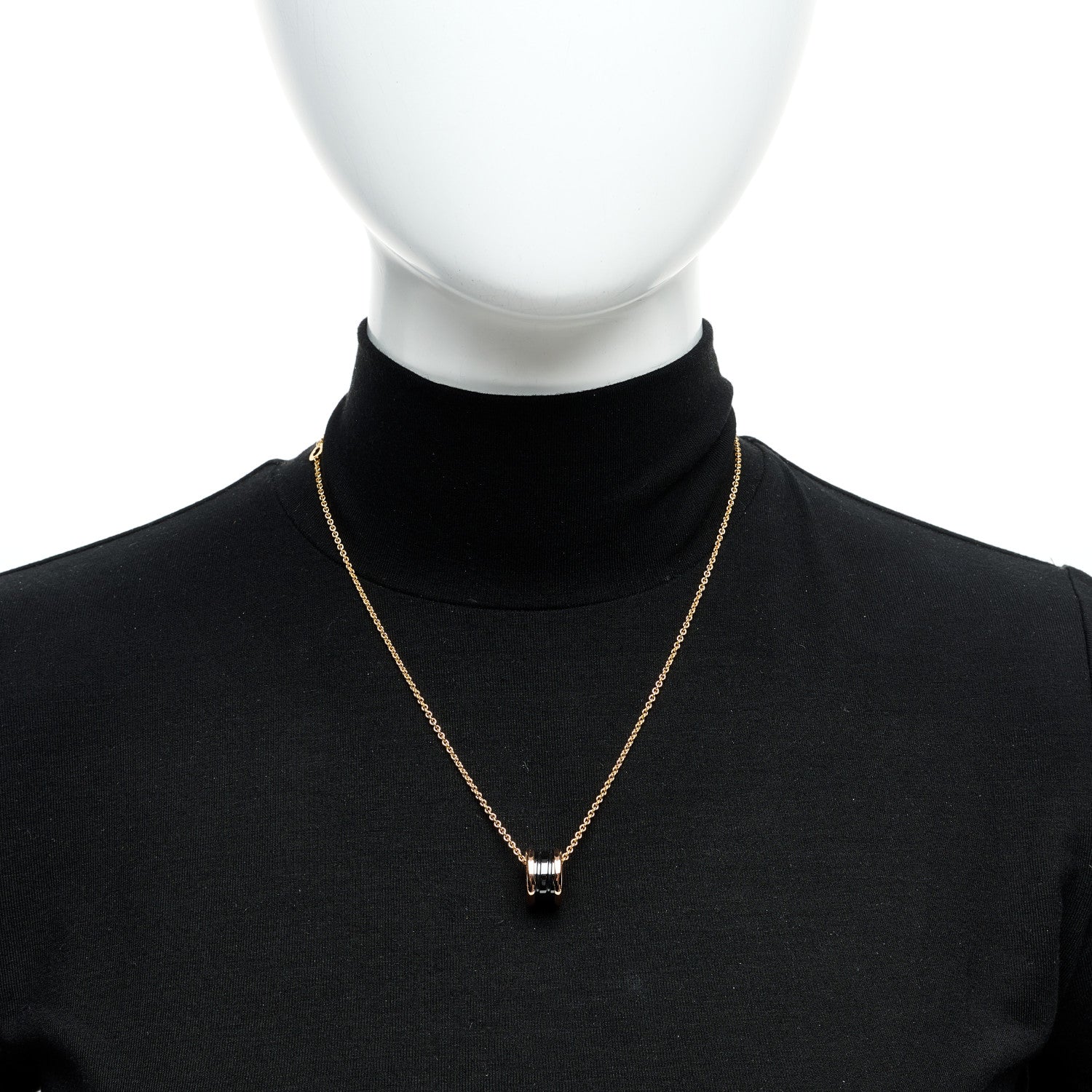 Bulgari 18K Rose Gold Black Ceramic B.Zero1 Pendant Necklace 2 of 7