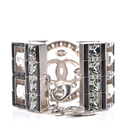 Chanel Crystal CC Wide Cuff Black Silver 5 of 6