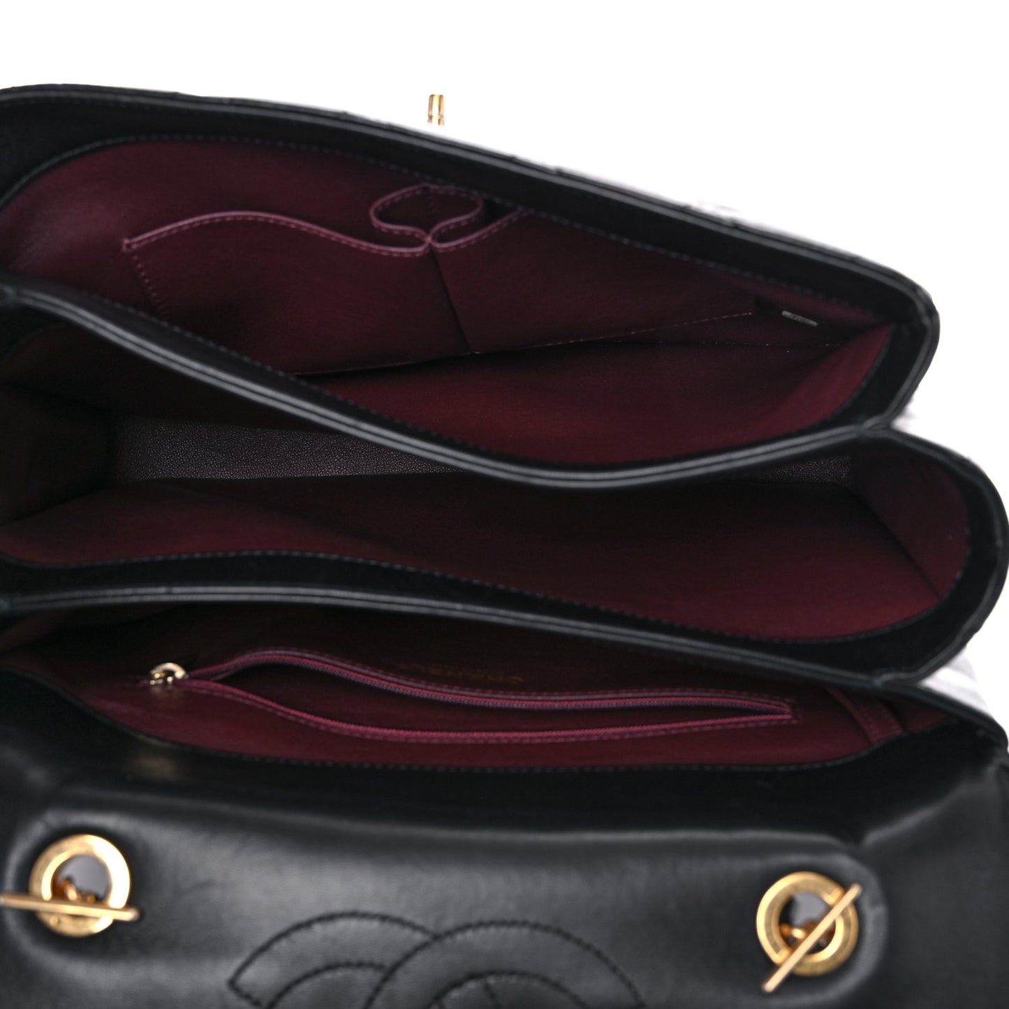 Lambskin Quilted Large Trendy CC Dual Handle Flap Bag Black
