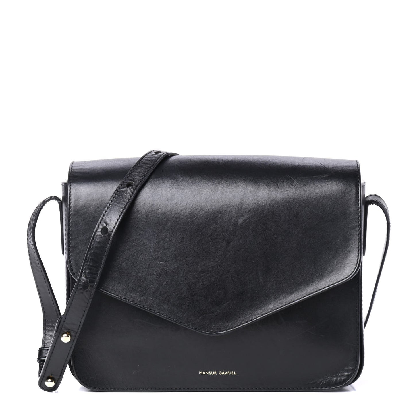 Calfskin Envelope Flap Crossbody Bag Black