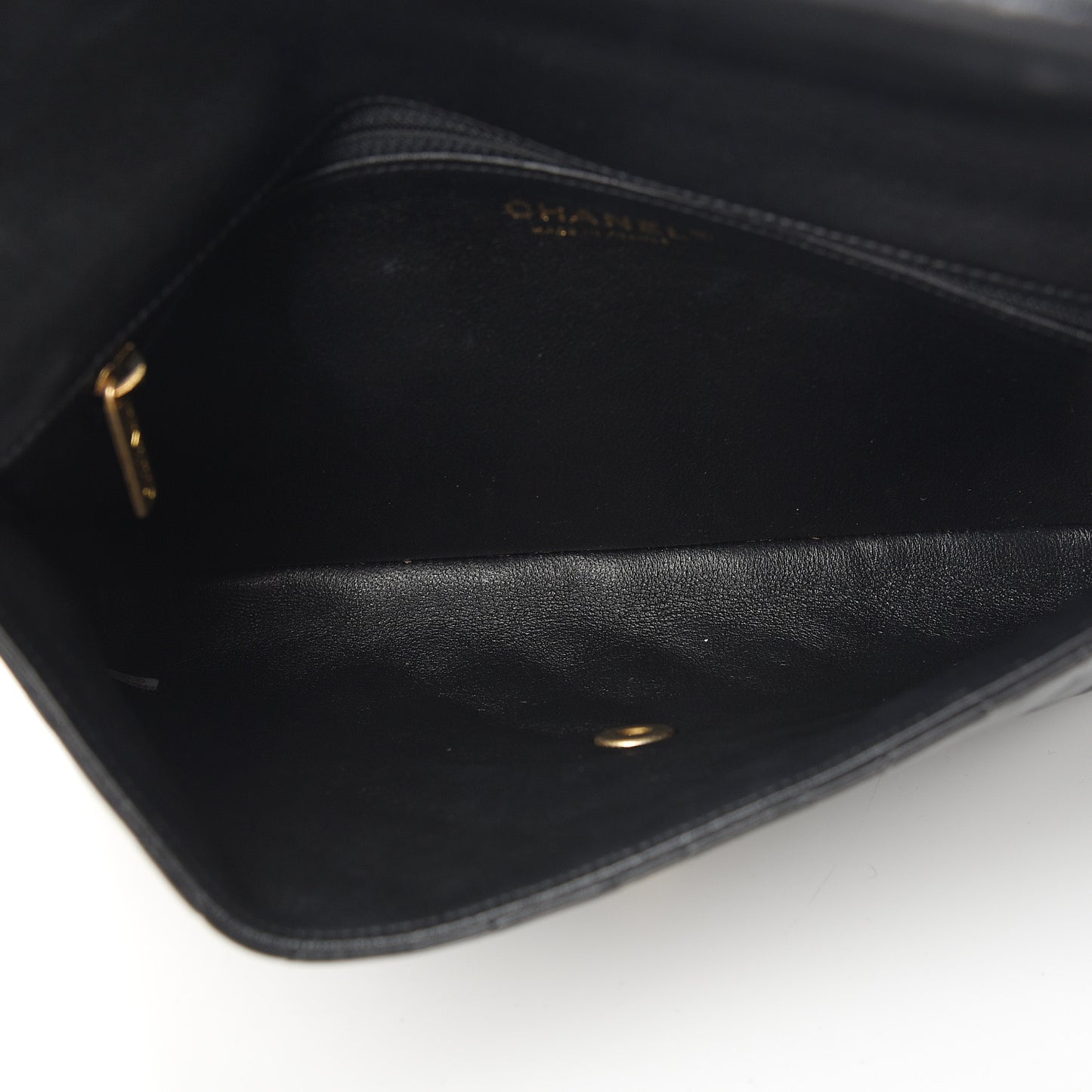 Lambskin Quilted Flap Clutch Black
